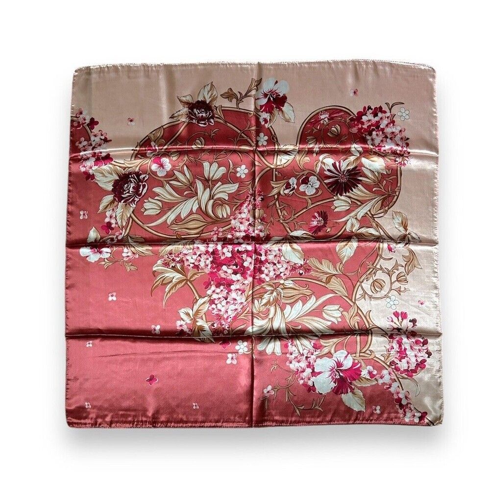 Pink Scarf 35” X 35” Flowers Square Women Headscarf Scarve